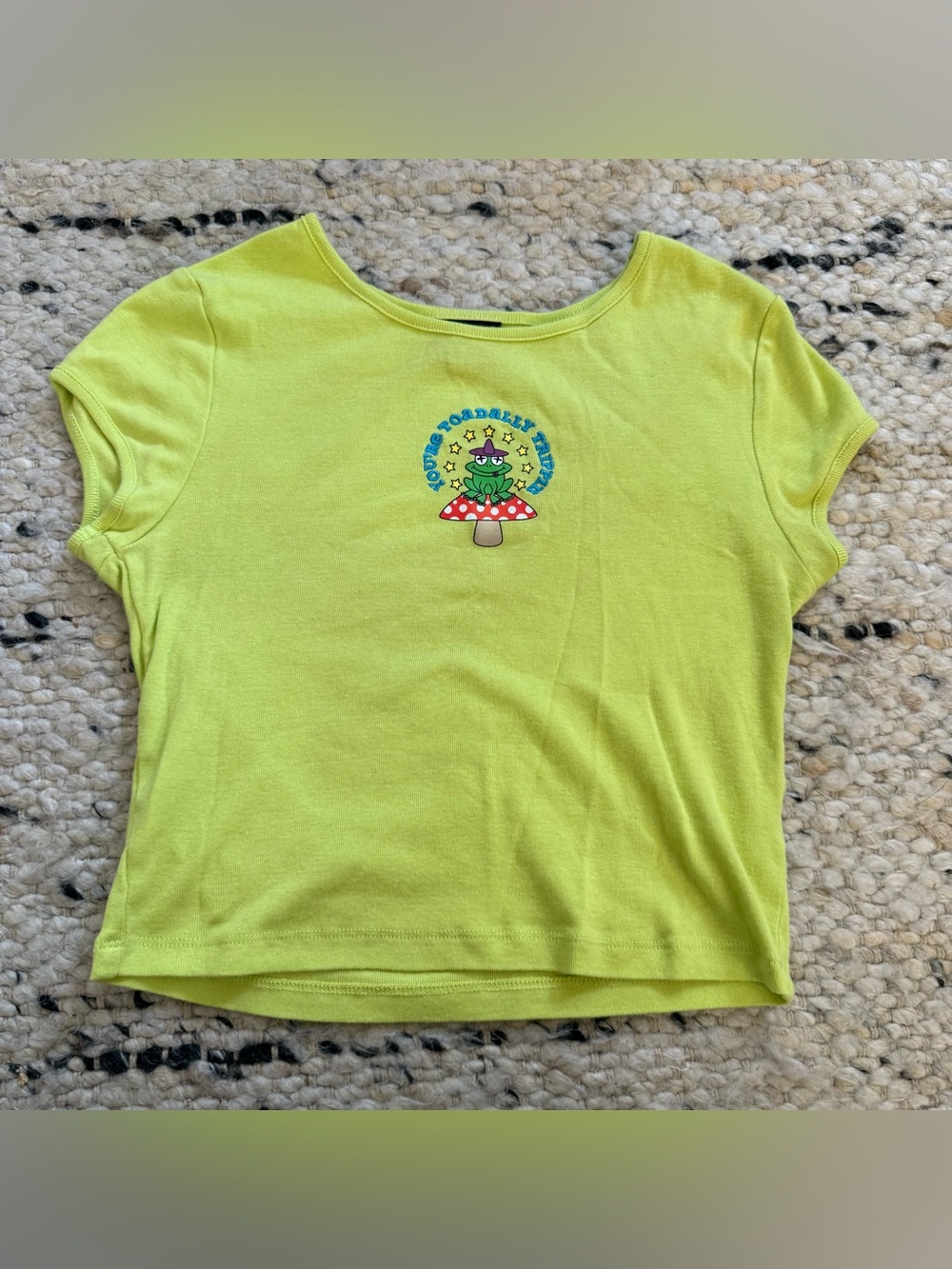 ALAB Trippin Frog Embroidered Green baby Tee Shirt Top Women's Medium